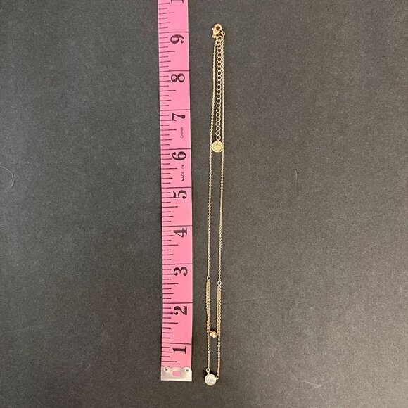 NOC Marlyn Schiff Double Layered Gold Tone Necklace With Clear Crystal G… - Picture 5 of 11